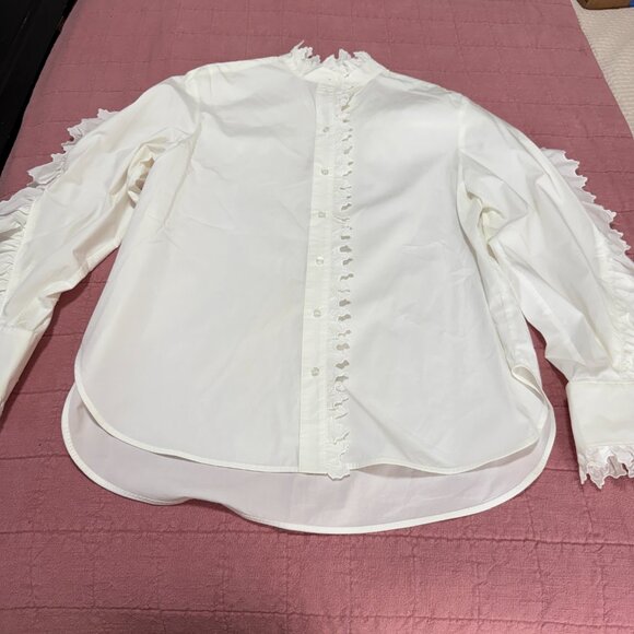 H&M Frill Cotton Blouse Size XS - Picture 6 of 9